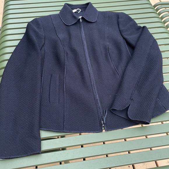 Akris Punto | Wool Full Zip Black Short Jacket Cropped Size 12 - Picture 3 of 10